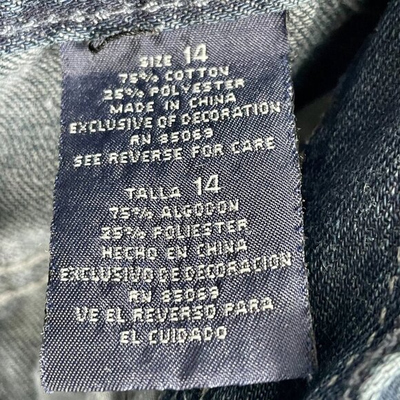 Vintage Y2K Grunge Straight Leg Mid-Rise Dark Wash Feathered Jeans 14 Leather - Picture 13 of 16